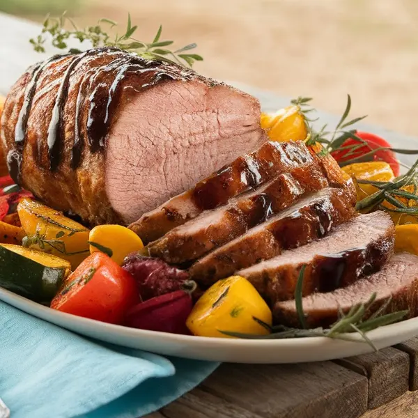 Balsamic Glazed Pork Tenderloin with Veggies