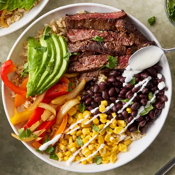 Steak Fajita Power Bowl with Brown Rice (GF)