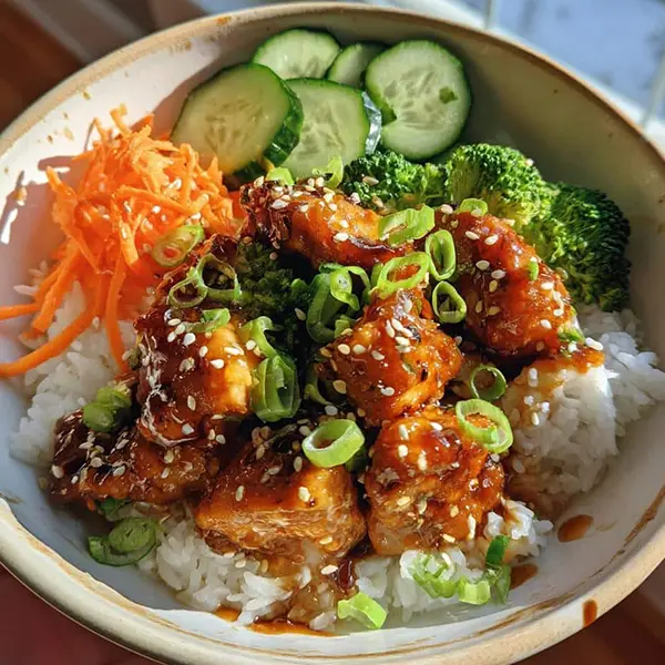 Sticky Chicken Bowl with Brown Rice